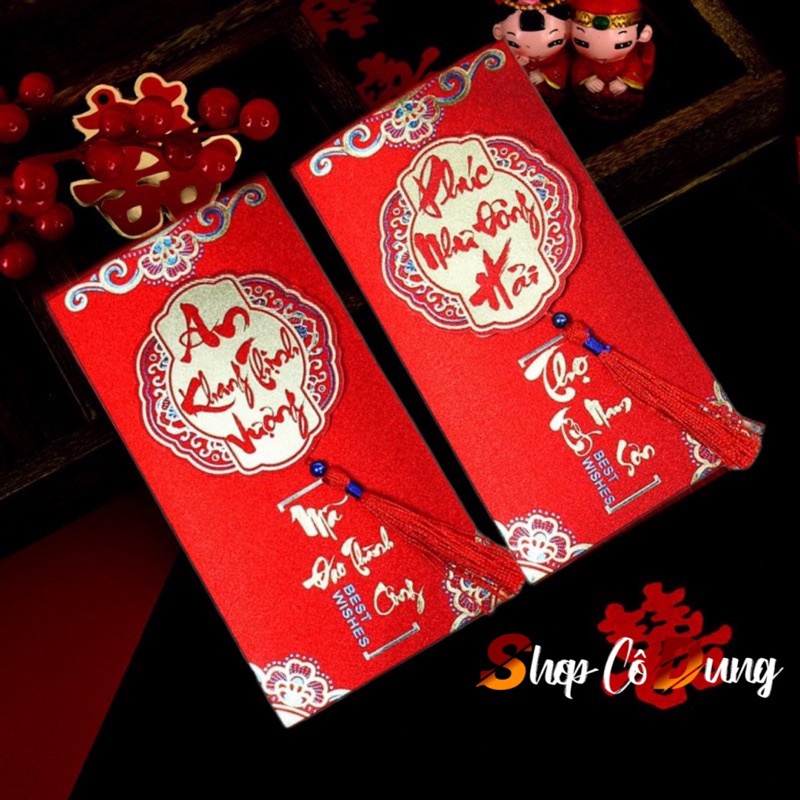 BAO LÌ XÌ ÁNH NHŨ KIM TUYẾN, câu chúc cát tường, mẫu mã sang trọng