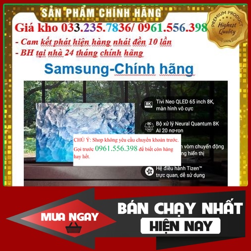 {SALE.} Smart Tivi Neo QLED 8K 65 inch Samsung QA65QN900B Mới 2022 - Mới 100%