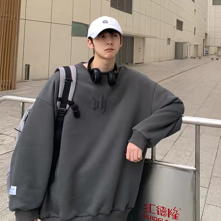 Áo sweater nam bigsize M-8XLÁo Sweater cotton Nhung Dày Dặn Tay Dài Cổ Tròn In Chữ Phong Cách Nhật Bản Thời Trang Mùa Thu Cho Nam Giới