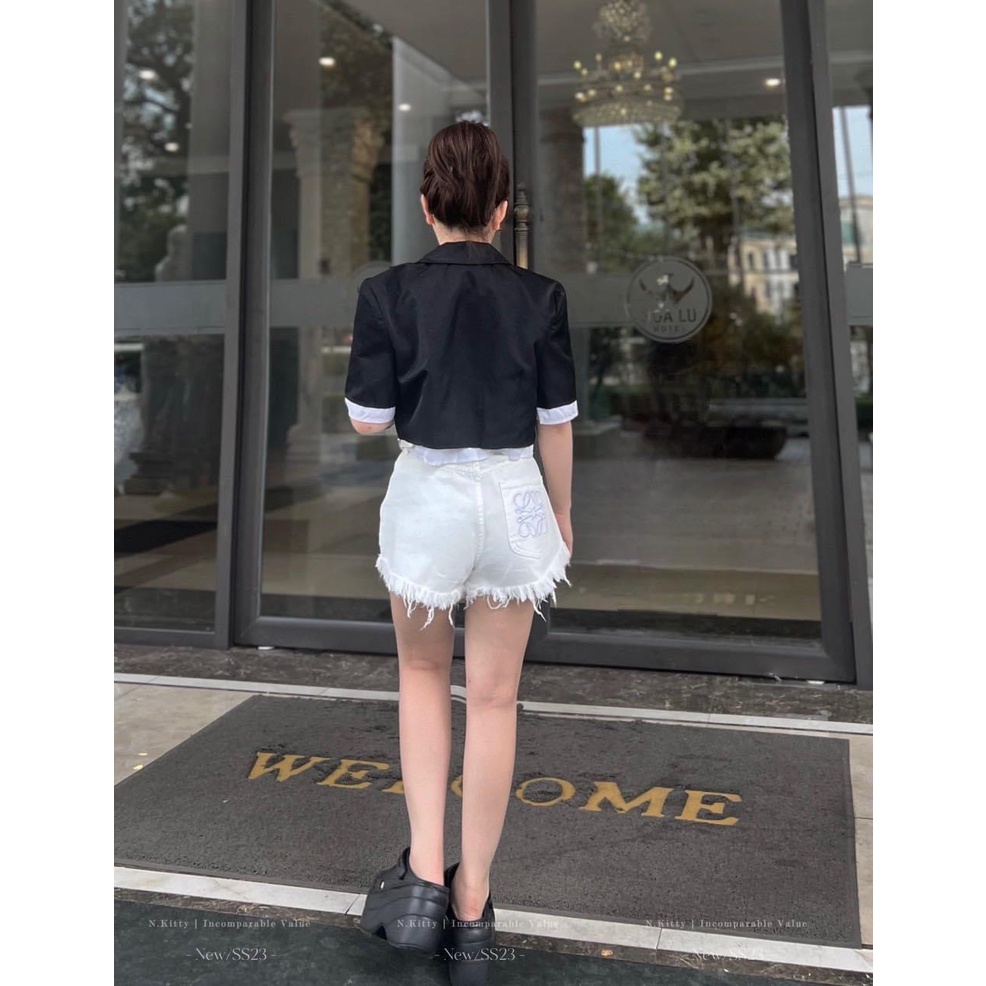 Quần sho.rt jean túi loe.we