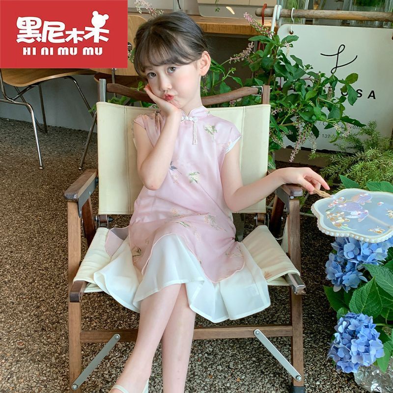 Đầm Sườn Xám qipao Không Tay Phong Cách Trung Hoa Mẫu Mới 2023 Thời Trang Mùa Hè Cho Bé Gái
