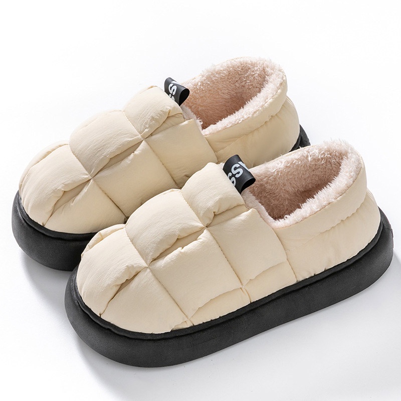 Shizhibao Dép cotton Đi Trong Nhà Mùa Đông Đơn Giản Ấm Áp Có Thể Mang Ngoài Trời Cho Nữ