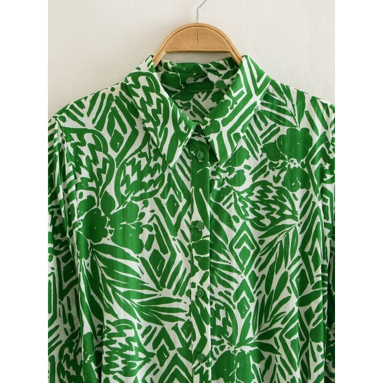 Zara Đầm cotton Dáng Dài In Họa Tiết Phong Cách retro Âu Mỹ Cho Nữ 2548041 500