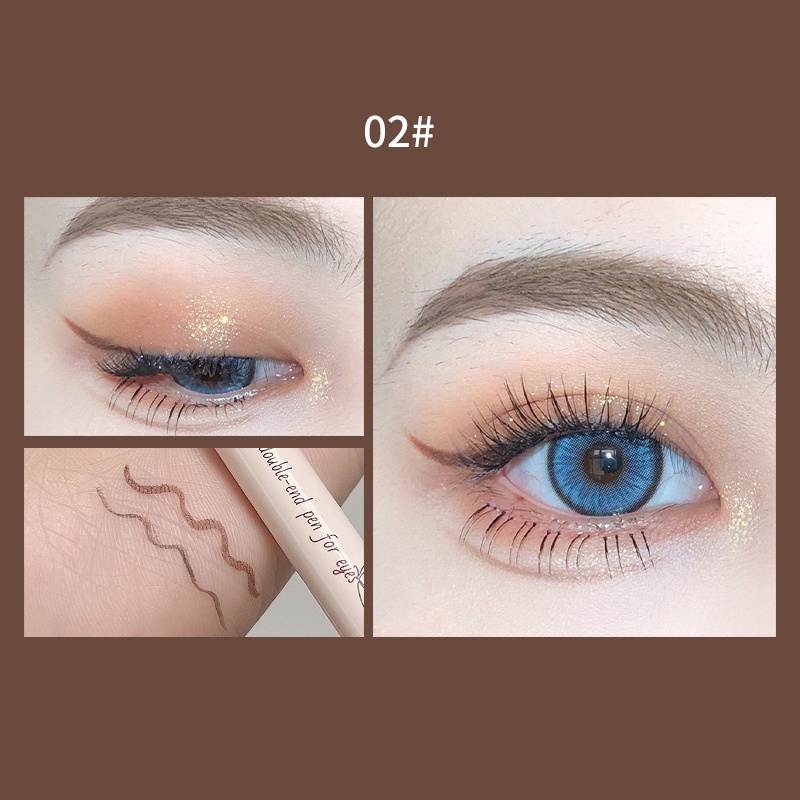 Bút kẻ mắt Maxfine, bút kẻ mắt 2 đầu không trôi vẽ bọng mắt eyeliner đen nâu nhũ bạc YR