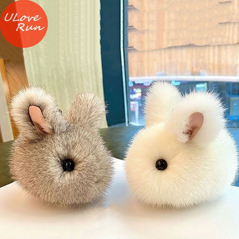 Uloverun Quả Cầu Lông Xù mini Hình Thỏ Xinh Xắn Gắn Móc Khóa Xe Hơi vn