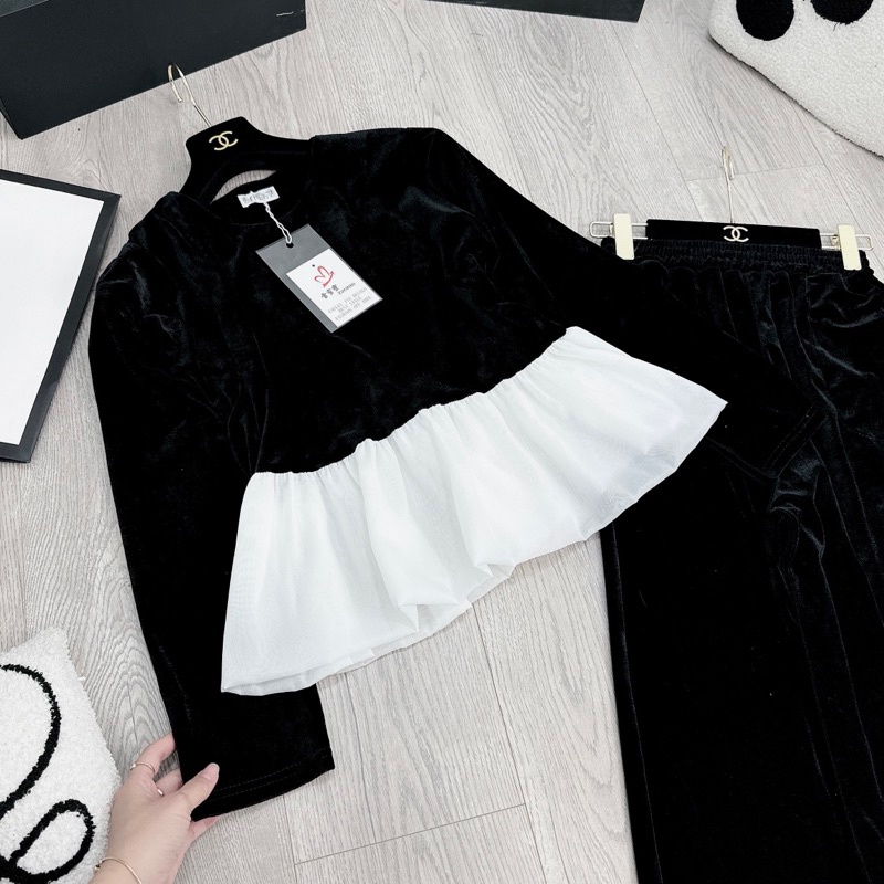 SET ÁO NHUNG BABYDOL PHỐI TƠ NHŨ QUẦN DÀI lương su shop