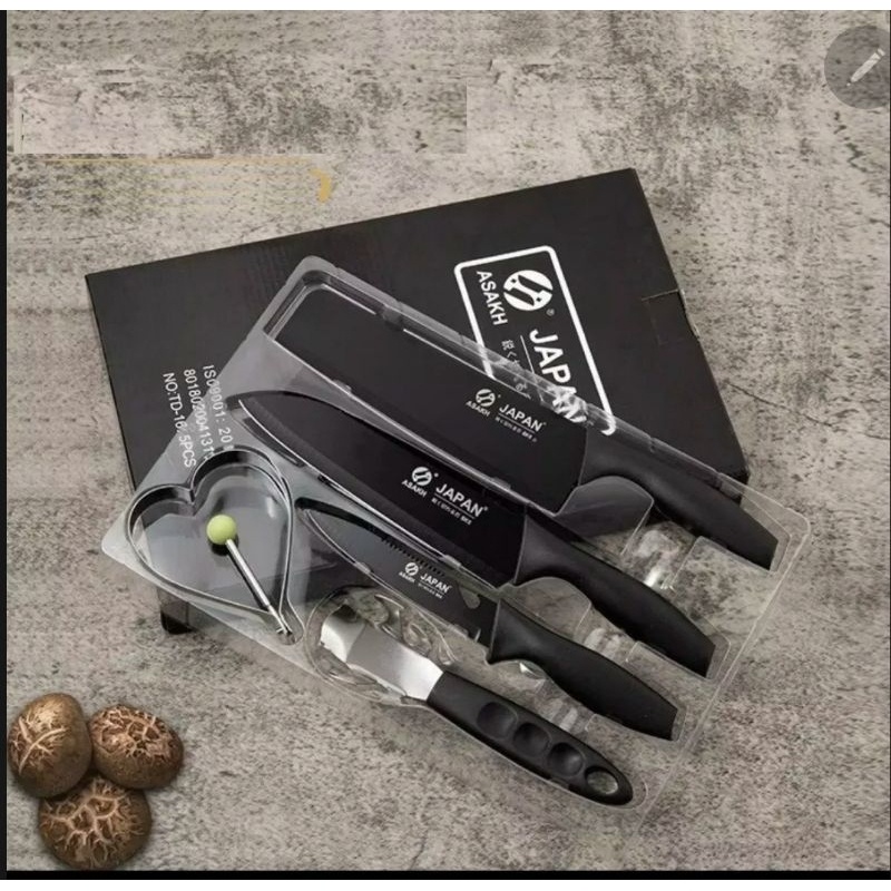 Bộ dao japan sóng 6 món, chất liệu thép không gỉ có hộp siêu tiện dụng