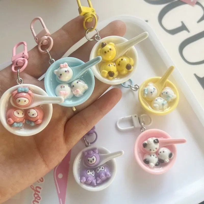 Mới Móc Khóa Hình Bát Cơm Hoạt Hình kuromi hello kitty my melody sanrio Dễ Thương