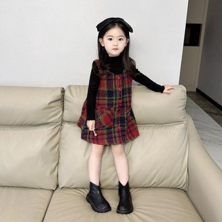 Set áo váy len mùa thu phong cách mới cho bé gái