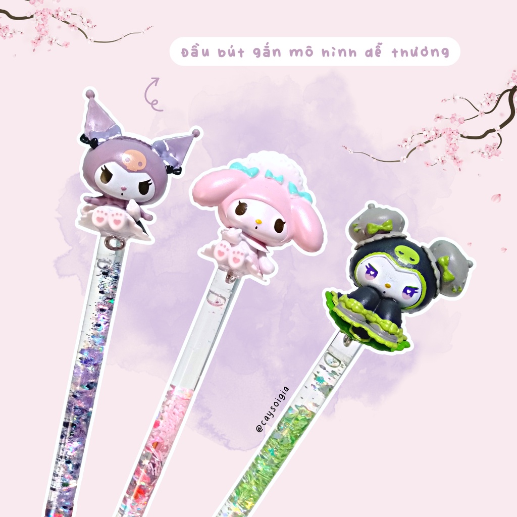 S146 - Bút dao rọc giấy gel kim tuyến thỏ Kuromi và Melody tiểu thư Lolita dễ thương unbox đơn hàng, cắt sticker washi