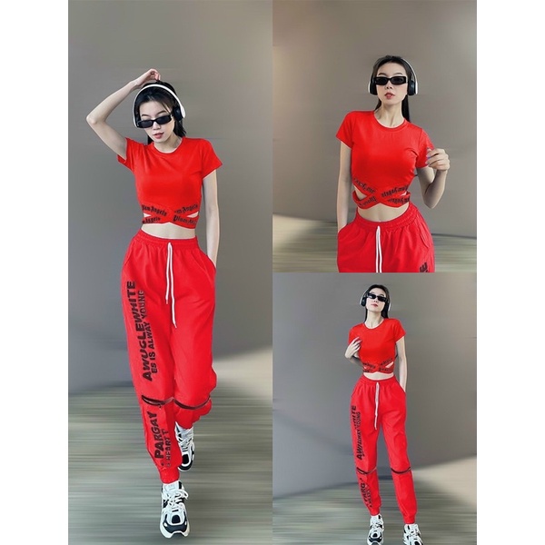 Quần jogger chất xi gió tập gym yoga zumba nhảy hiphop nhảy aerobic nhảy dân vũ đồng phục nhóm