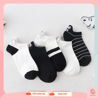 Tất lười nam nữ Snoopy phong cách Hàn Quốc, vớ unisex thêu hình Snoopy đáng yêu