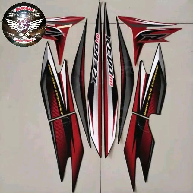 AJS Sọc Miếng Dán Cực Danh Sách Xe Máy honda revo absolut 110 2013 Đen Đỏ Thân Xe cw Miếng Dán Kudus