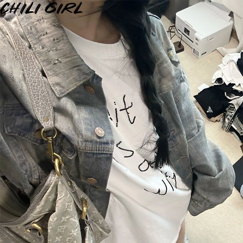 CHILI GIRL áo khoác dù áo khoác bomber comfortable Fashion chic Phong cách WJK23000HS 40Z231007