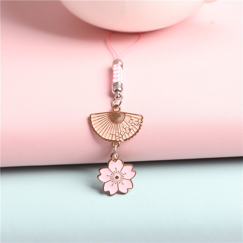 Mobile Mặt Dây Đeo Điện Thoại diy Hình Quạt Hoa Anh Đào Lớn Dễ Thương