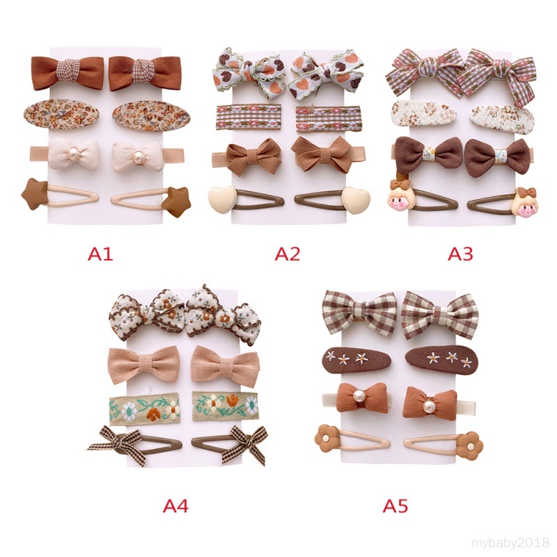 Set 8 Kẹp Tóc Nơ Màu Sắc Kẹo Ngọt Dành Cho Bé Gái