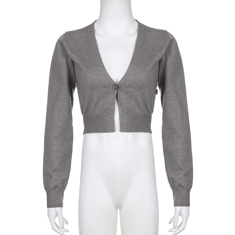 Áo cardigan Cổ Chữ v Màu Trơn Phong Cách Nhẹ Nhàng