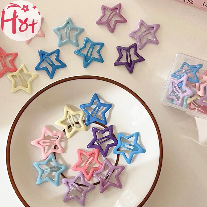 Set 5 Kẹp Tóc Kim Loại Hình Ngôi Sao Năm Cánh Nhiều Màu Sắc Ngọt Ngào Cho Bé vn