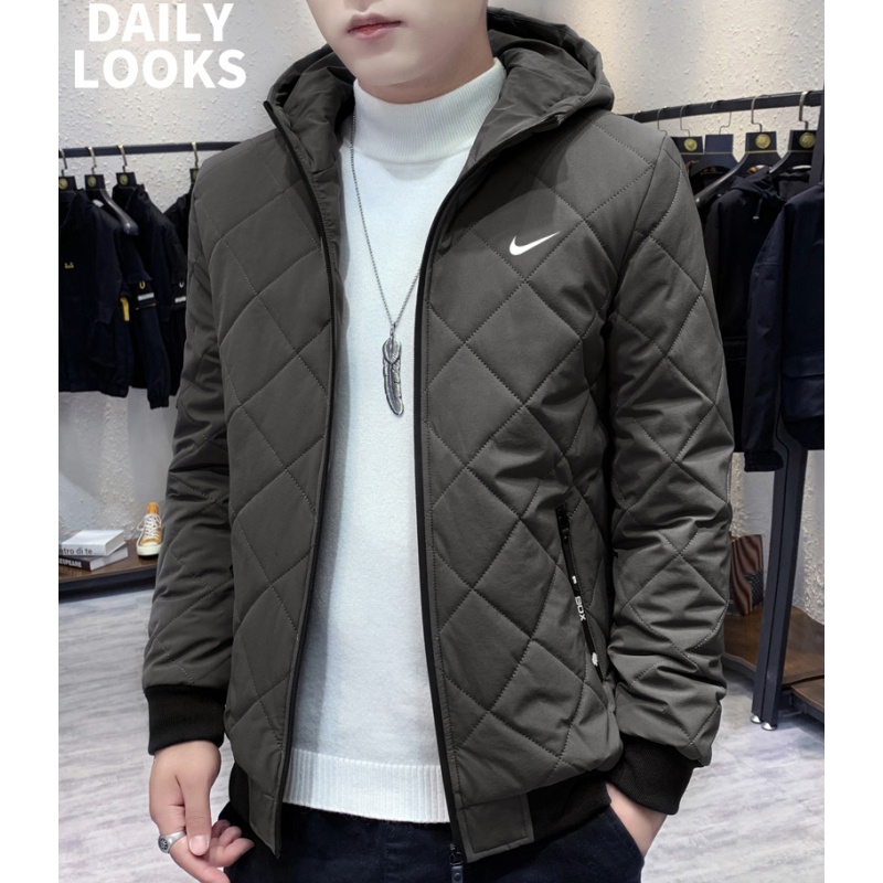 Áo Khoác nike Có Mũ Trùm Đầu Chất Liệu cotton Dày Dặn Họa Tiết Thêu Kim Cương Cho Nam