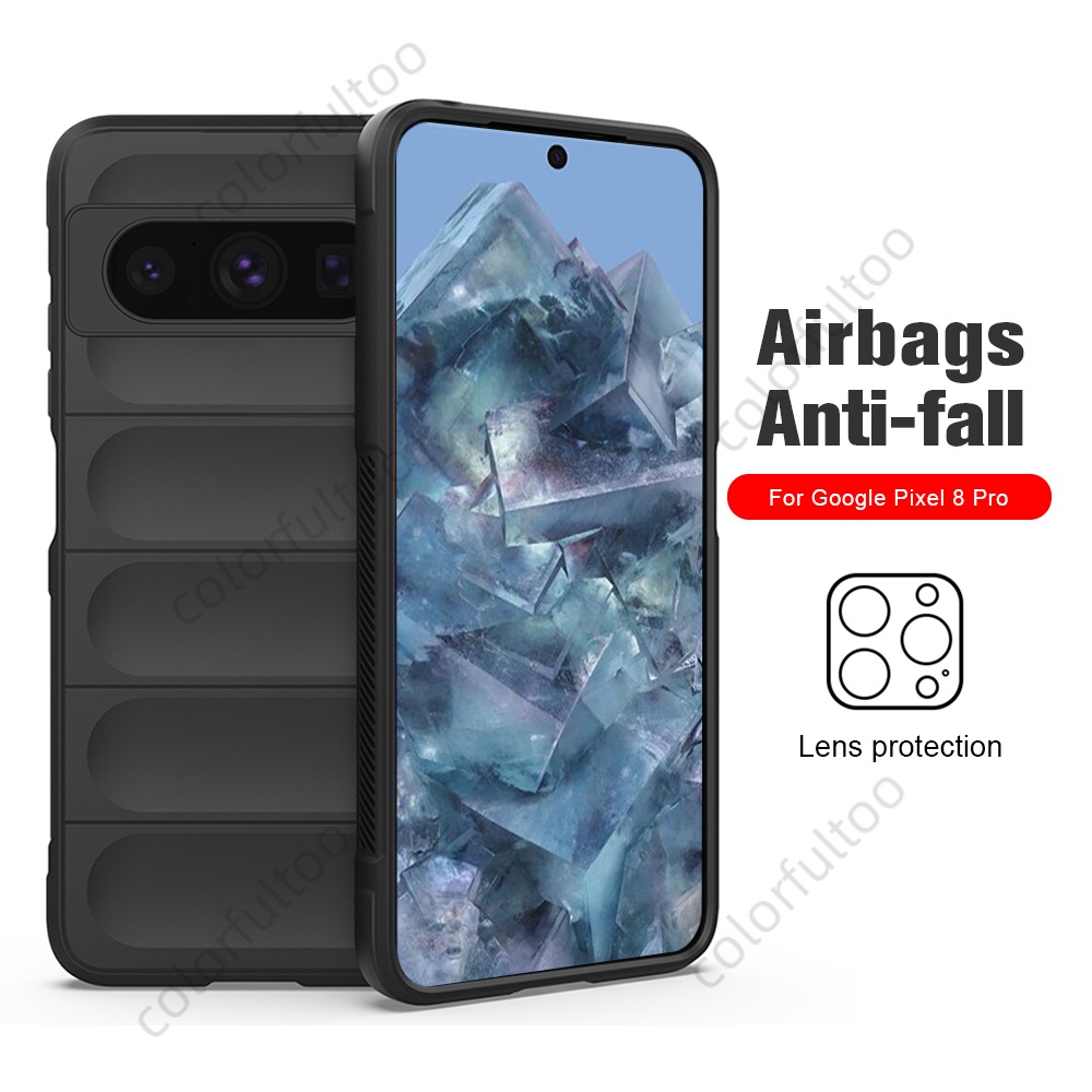 Shockproof Case For Google Pixel 8 Pro 5G Pixel8 Pixel8Pro Soft Flexible Silicone TPU Bumper Phone Cover Back Casing Armor Airbag Camera Protective Case Cover