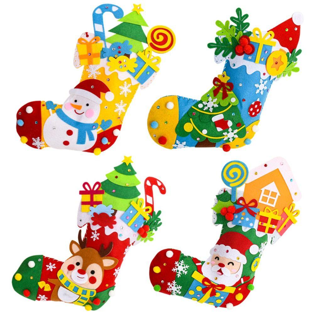 Javier Vớ Giáng Sinh Bằng Vải Không Dệt Có Thể Treo Được Hình Ông Già Noel montessori kriss kringle Cha xmas