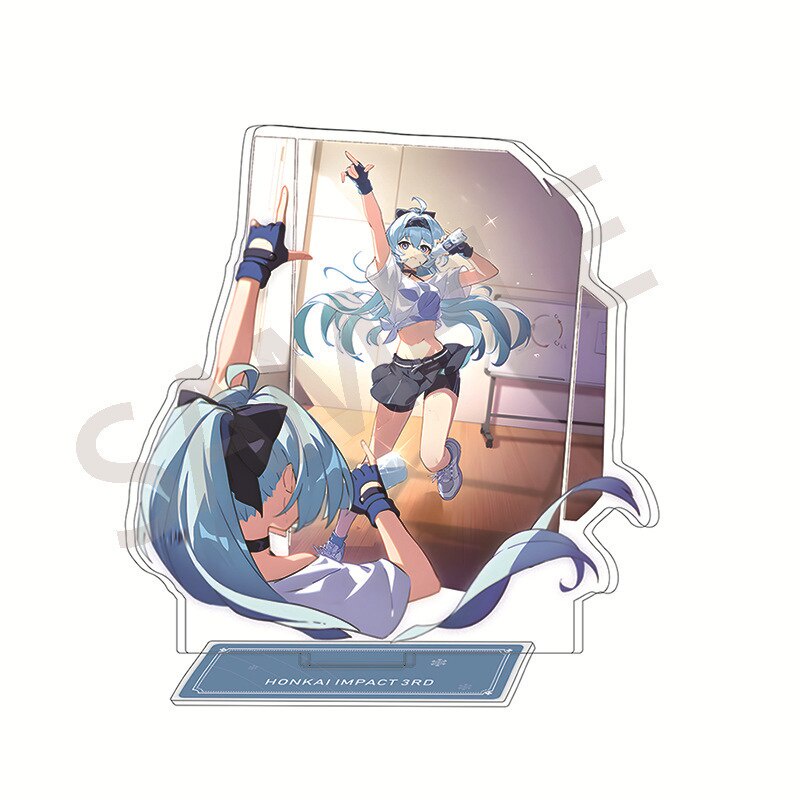 Mô hình Standee Honkai Impact 3 Standing Anime Susana Kiana Kaslana in hình nhân vật 2 mặt rõ nét decor để bàn