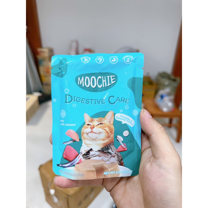Pate MOOCHIE Thái Lan Cho Mèo, Gói 70gr, Thức Ăn Ướt Tươi Ngon, Đủ Dưỡng Chất Mèo Con Và Mèo Lớn