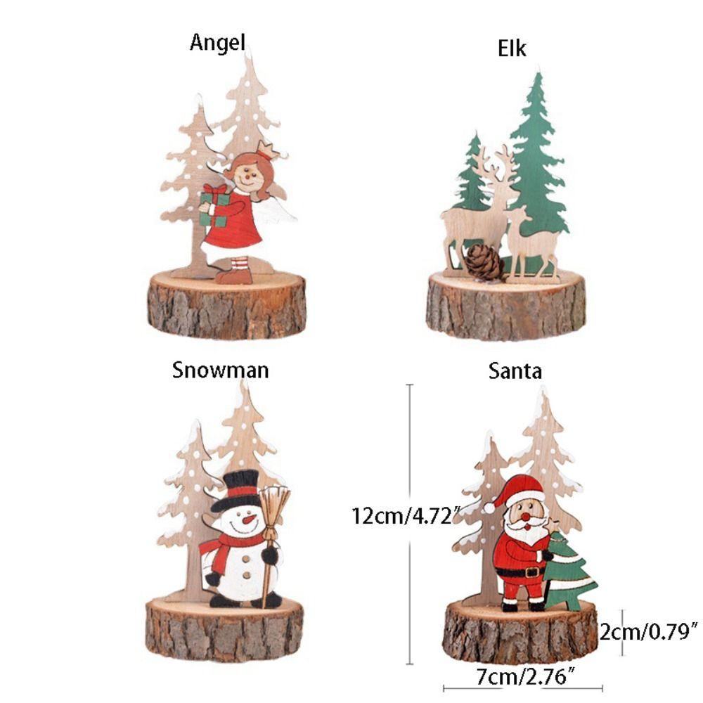 HCHC Phụ Kiện Trang Trí Giáng Sinh Để Bàn Bằng Gỗ Hình Ông Già Noel Hoạt Hình Dễ Thương