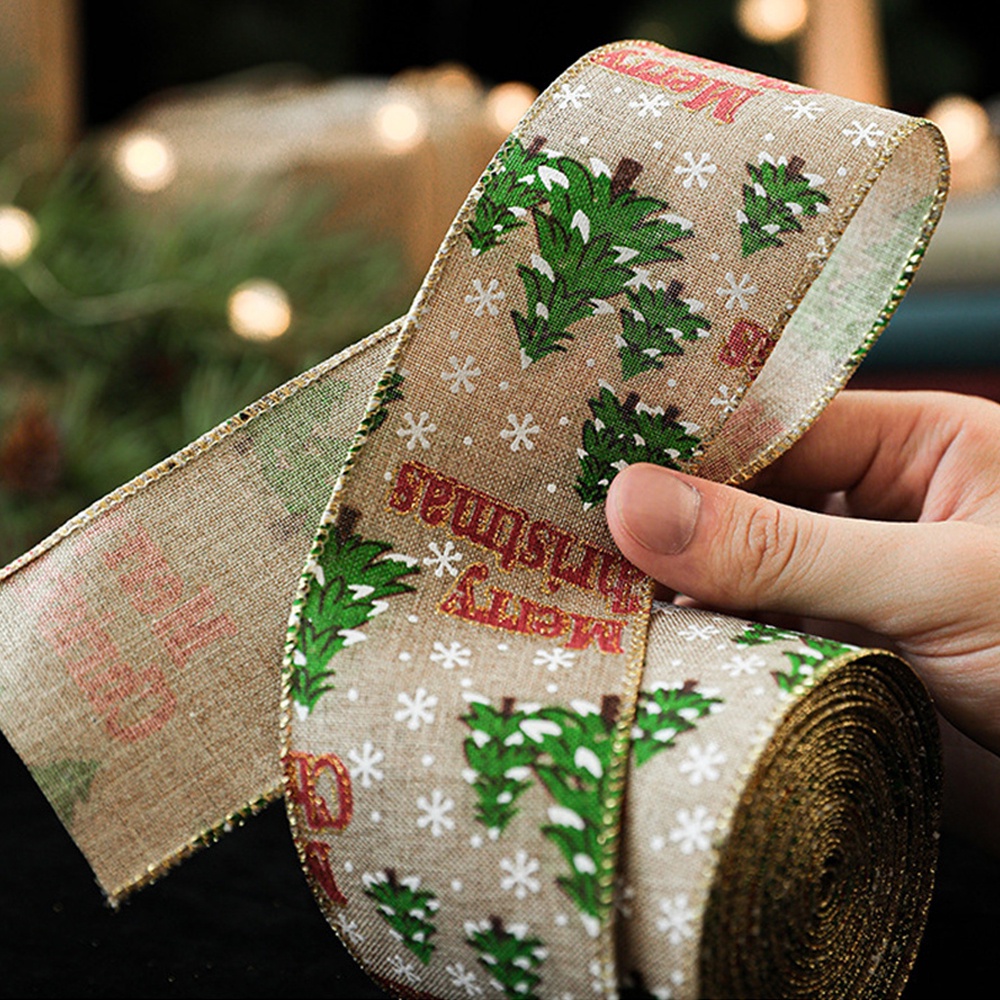 Giả Vải Lanh Bảo Vệ Môi Trường Lành Mạnh Ruy Băng Trang Trí Giáng Sinh Xe Ô Tô Hoa Giáng Sinh Nơ Ruy Băng Bông Tuyết Trang Trí Giáng Sinh