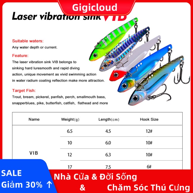 Gigicloud Mồi Câu Cá Nhân Tạo 3d Bằng Kim Loại Lấp Lánh