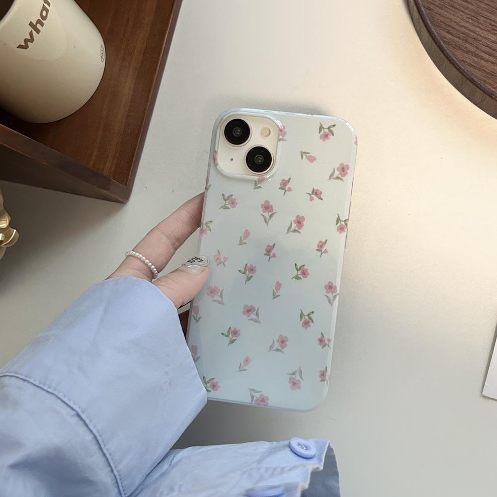 Ốp Điện Thoại Cứng Họa Tiết Hoa Xanh Trắng Cho iphone 11 12 12pro 12promax 13 13pro 13promax 14 14pro 14promax