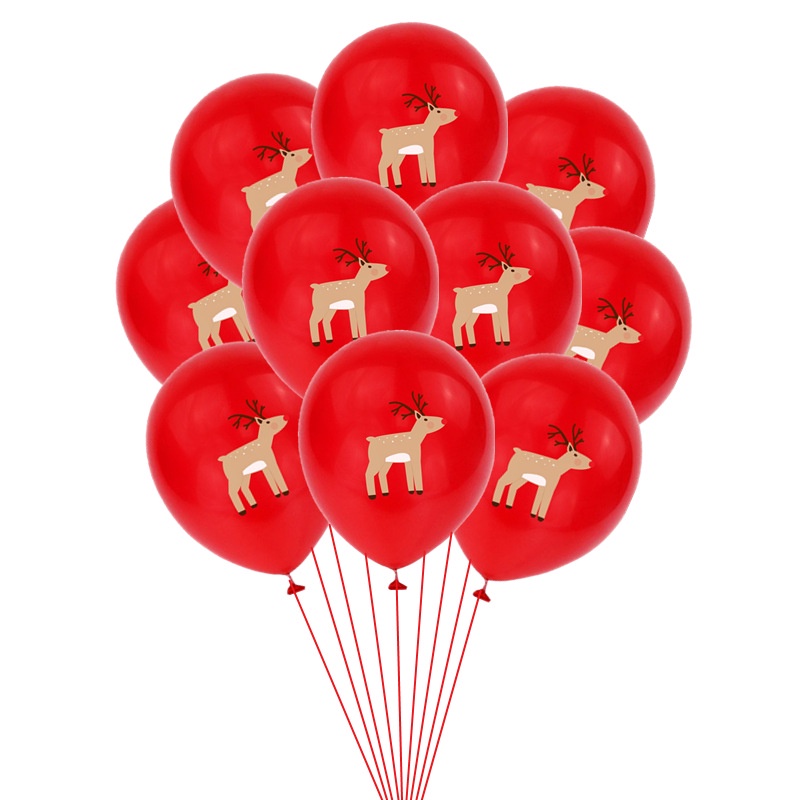 Mới Bong Bóng Cao Su 40cm Hình Ông Già Nô En, Tuần Lộc Dùng Trang Trí Tiệc Giáng Sinh