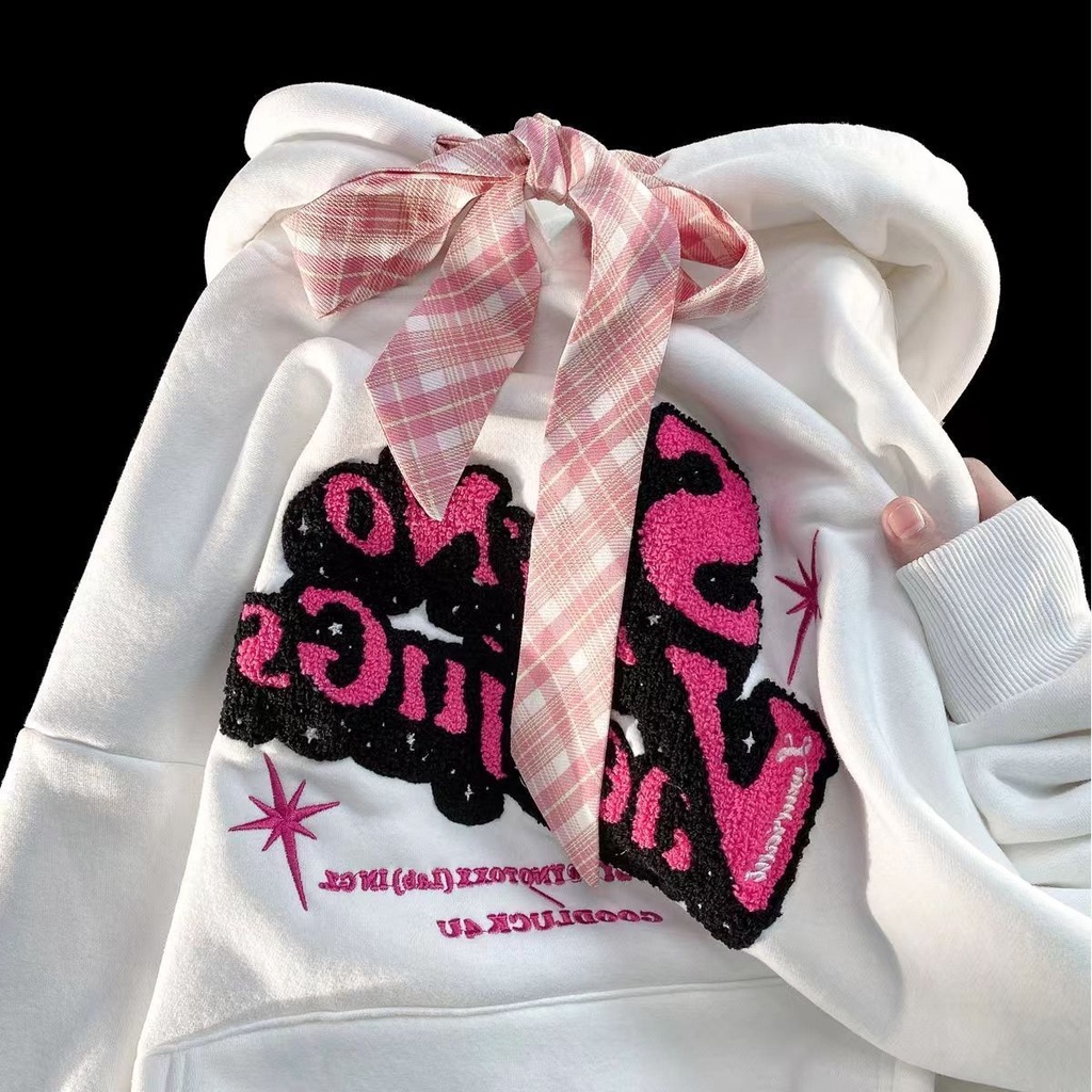 Áo Hoodie Dáng Rộng plus size Phong Cách retro Cho Nữ