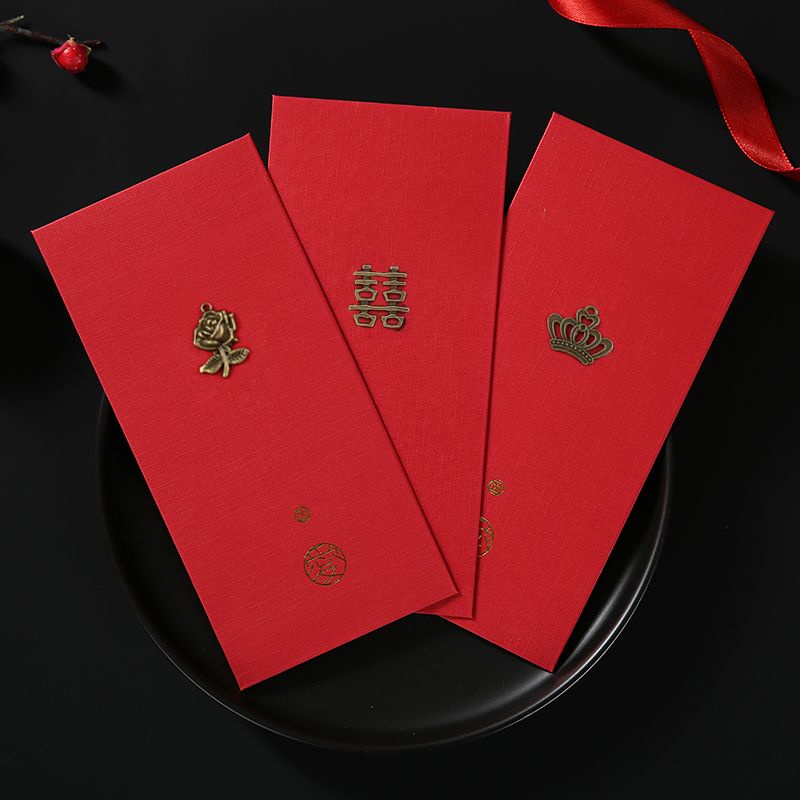 🔥Set 10 Bao Lì Xì Đỏ Họa Tiết Hoa Khô Sáng Tạo Dành Cho Đám Cưới