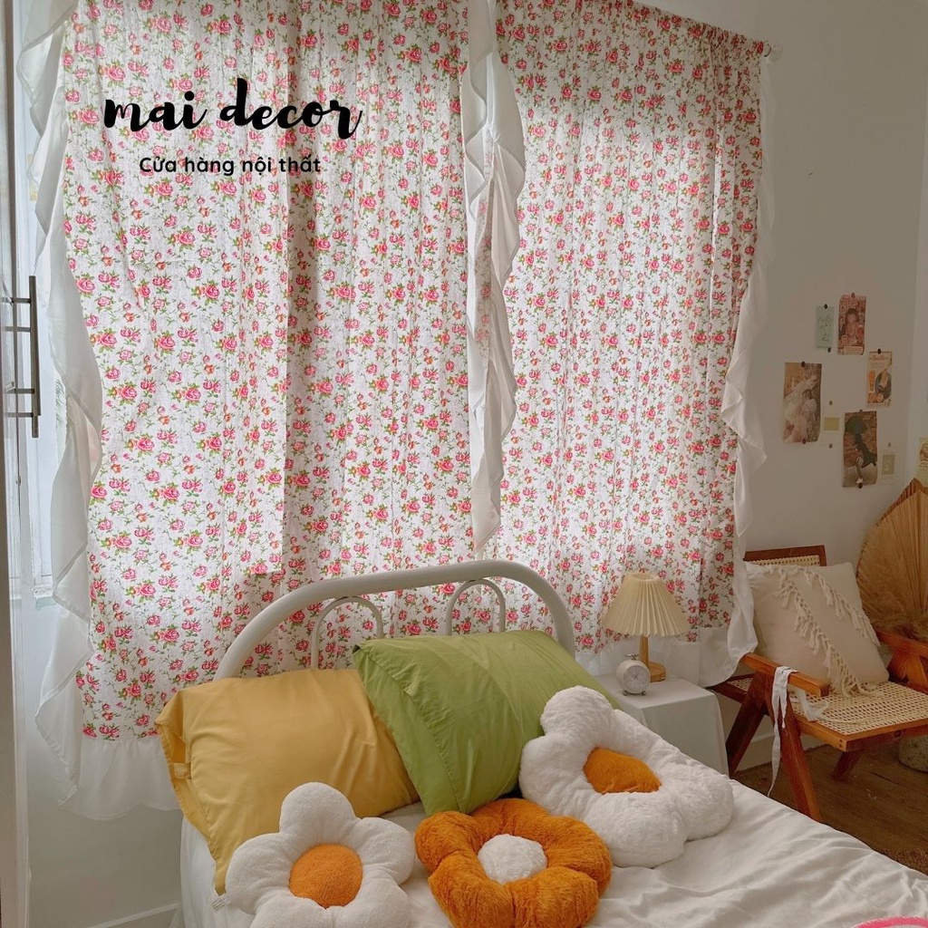 Rèm Hoa Hồng Rèm Treo Cửa Sổ, Rèm Cửa Ra Vào Phong Cách Đồng Quê Nước Pháp Thơ Mộng