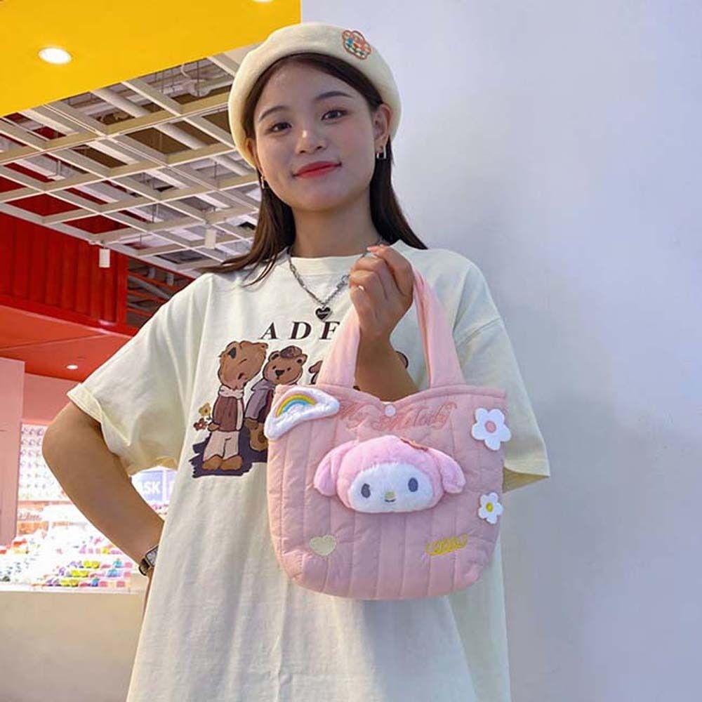 Bliss kuromi Túi tote Xách Tay Gấp Được Hình Động Vật Hoạt Hình melody Và Hoa Đám Mây Dễ Thương Có Dây Đeo Cổ Tay Cho Nữ / Nữ
