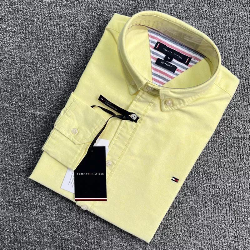 ❤❤❤❤tommy hilfiger long sleeve solid color classic brand shirt men's casual fashion all-match handsome shirt