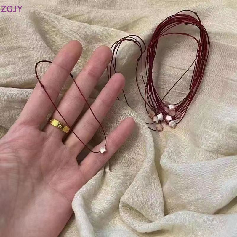 Vòng Tay Dây Đỏ May Mắn Mặt Ngôi Sao Năm Cánh Có Thể Điều Chỉnh Cho Bạn Bè Mới