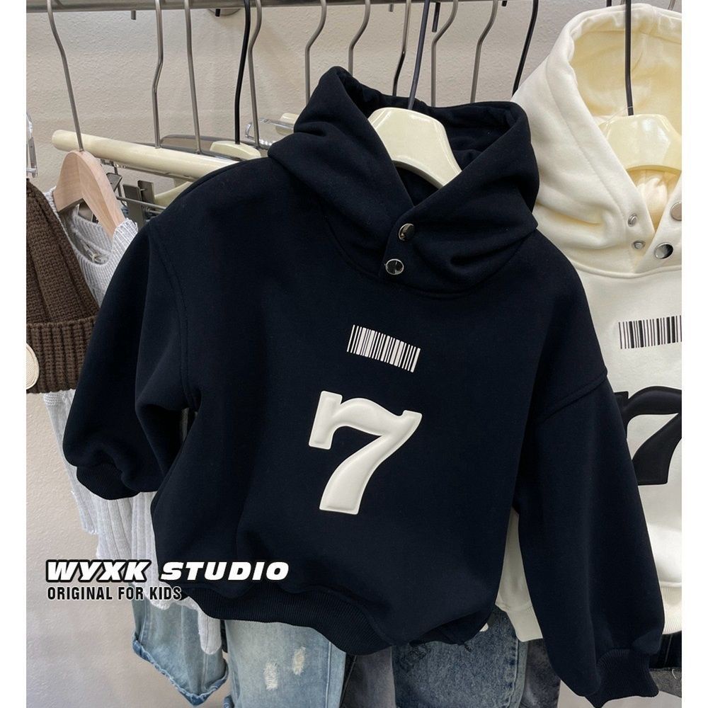Áo sweatshirt Có Mũ Lót Lông Cừu Ba Chiều In Họa Tiết Phong Cách Mới Dành Cho Bé Trai