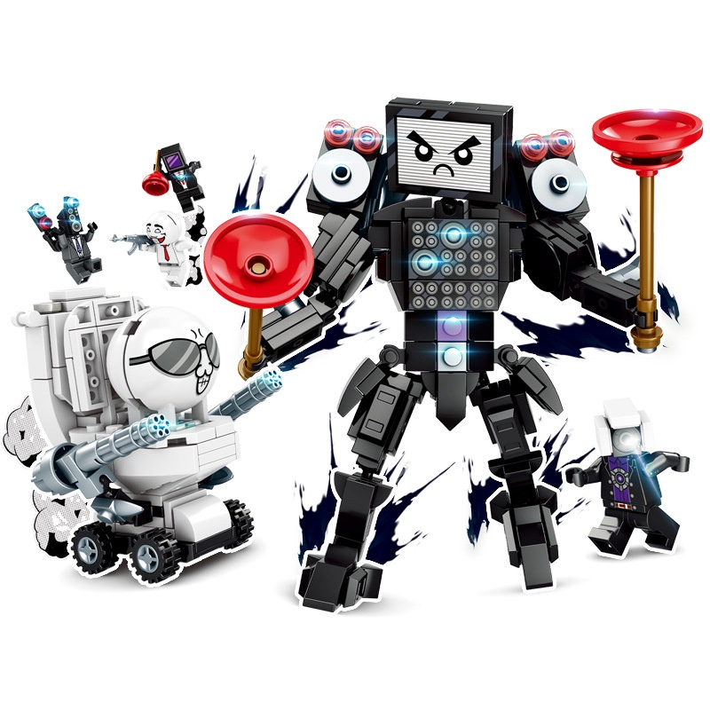 Bộ 4 Khối Đồ Chơi Lắp Ráp toilet Theo Dõi Âm Thanh titan tv Giáo Dục Cho Bé