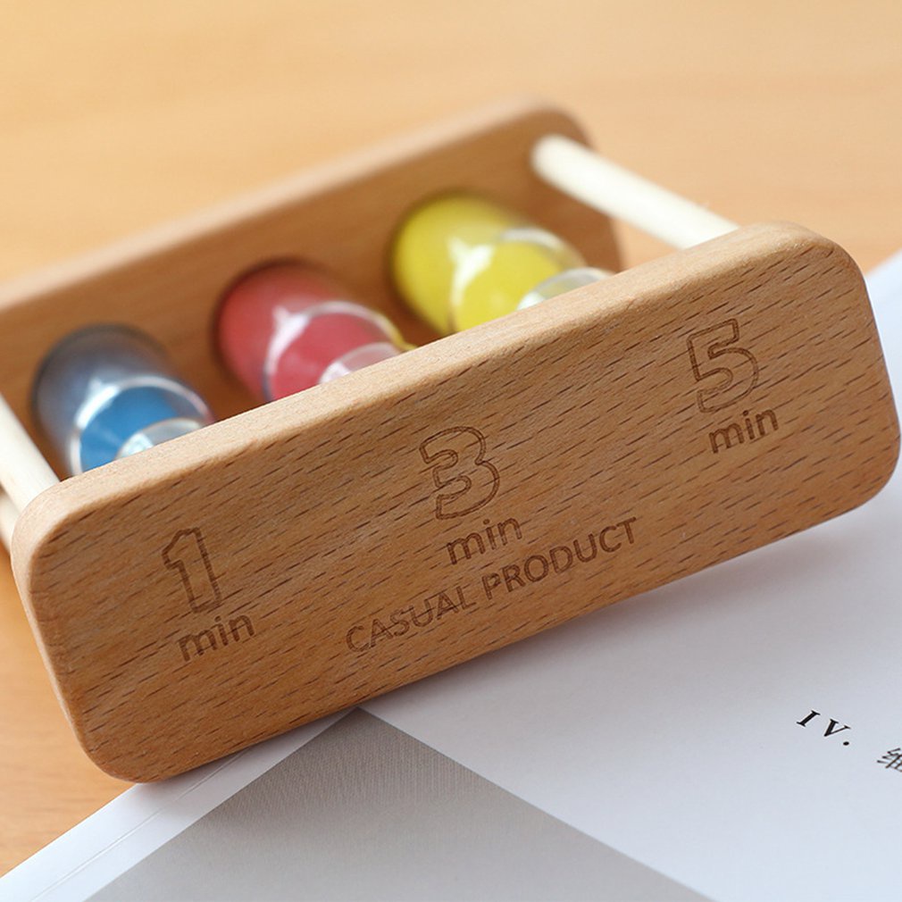 Đồng Hồ Cát Thủy Tinh 1 / 3 / 5 Phút Bằng Gỗ Mặt Cát Sáng Tạo Trang Trí Nhà Cửa