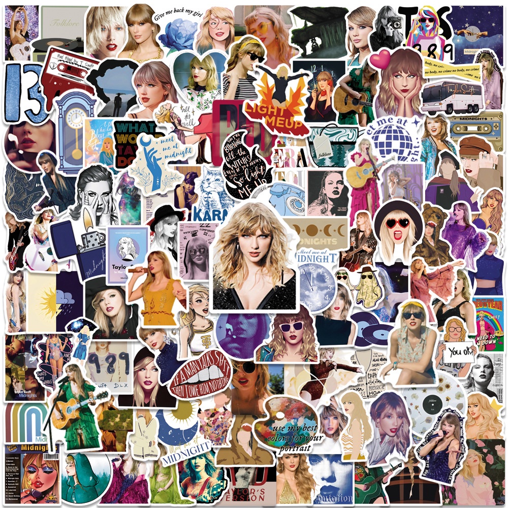 Bộ 60 / 100 / 200 Sticker Dán Trang Trí Mũ Bảo Hiểm Hình Ca Sĩ taylor swift