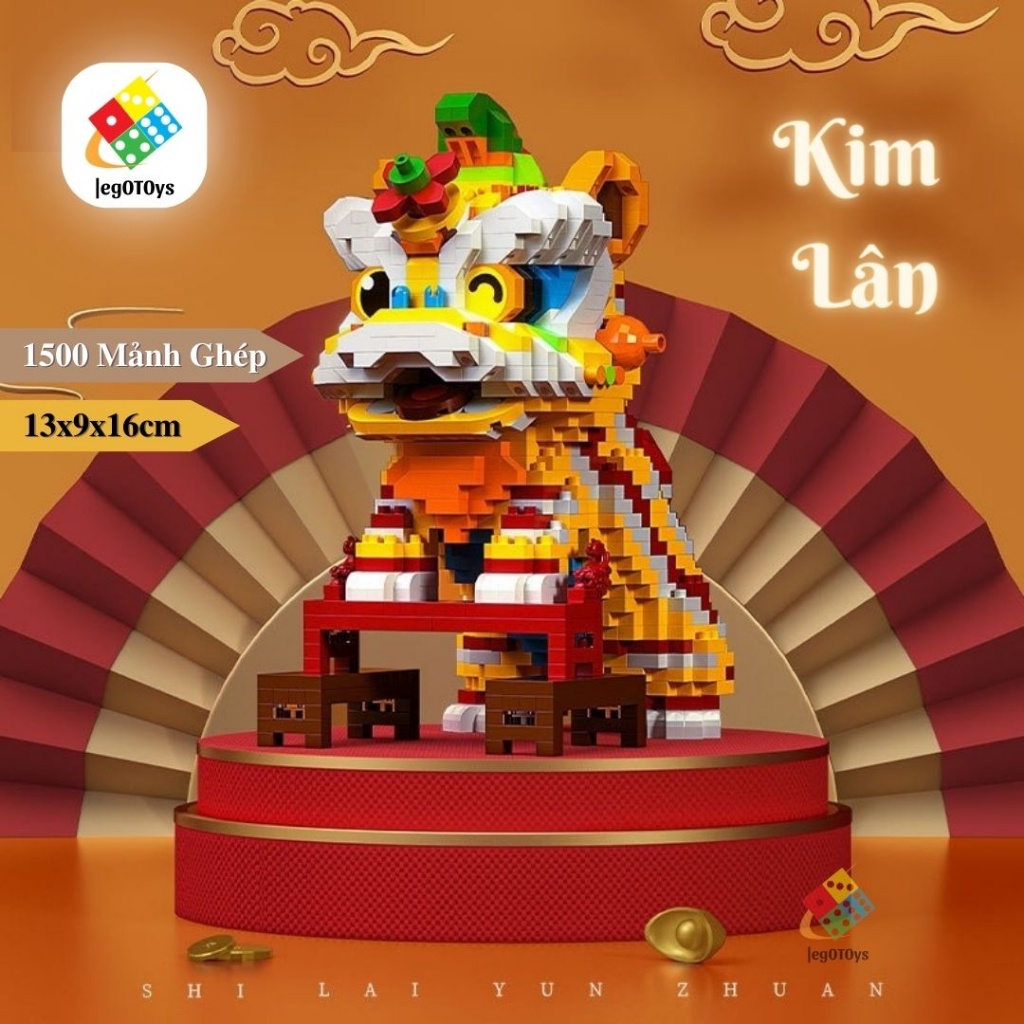 LEGO Lân Nhảy Múa - Bộ Đồ Chơi Lắp Ráp Sư Tử Kì Lân Nhảy Múa  Tặng Ô Tô