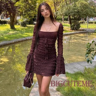 Đầm chữ a tay dài / đầm dự tiệc dáng chữ a phối ren hoa xinh xắn cho bạn gái