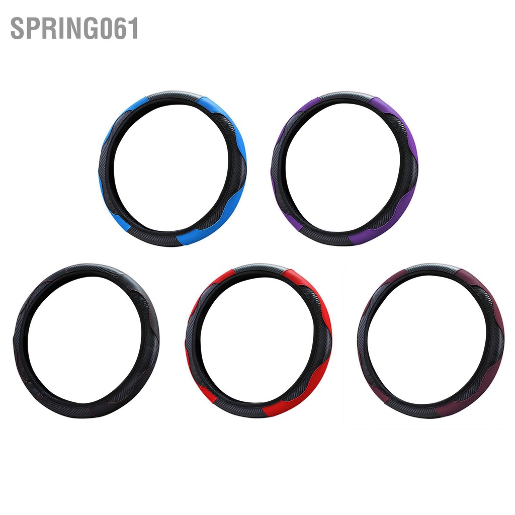 38CM Bọc Vô Lăng Sợi Carbon Phong Cách Tay Cầm Co Giãn Chống Trượt Cho Ô Tô