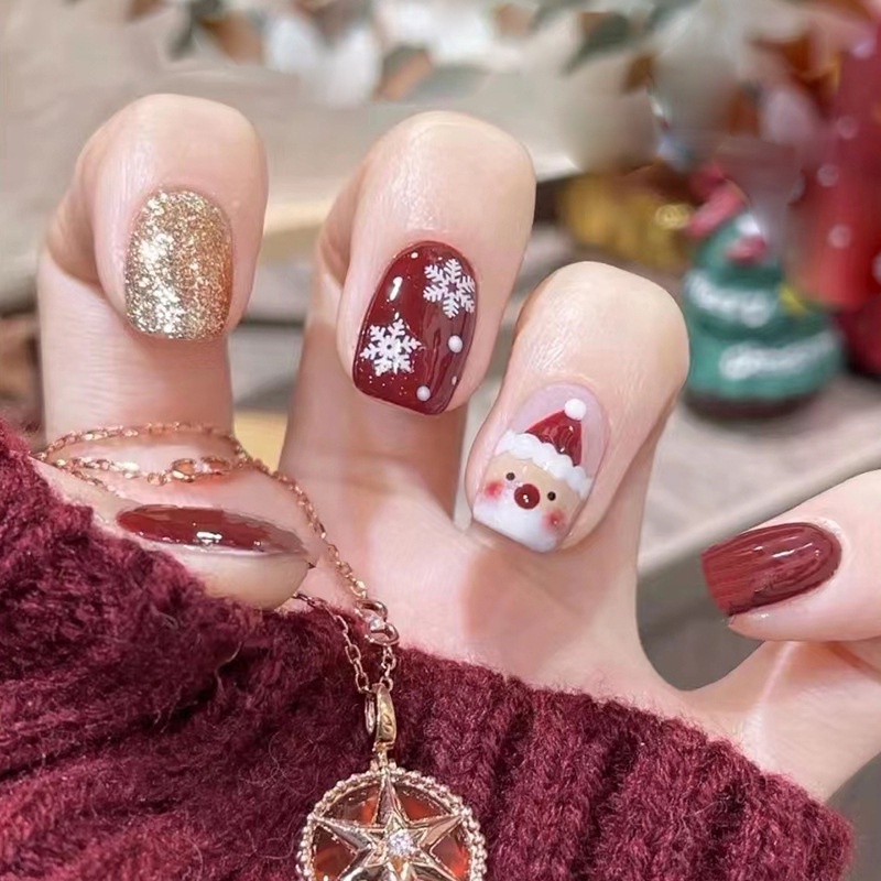 Yyds Móng Tay Giả Có Thể Tháo Rời Hình Ông Già Noel Giáng Sinh