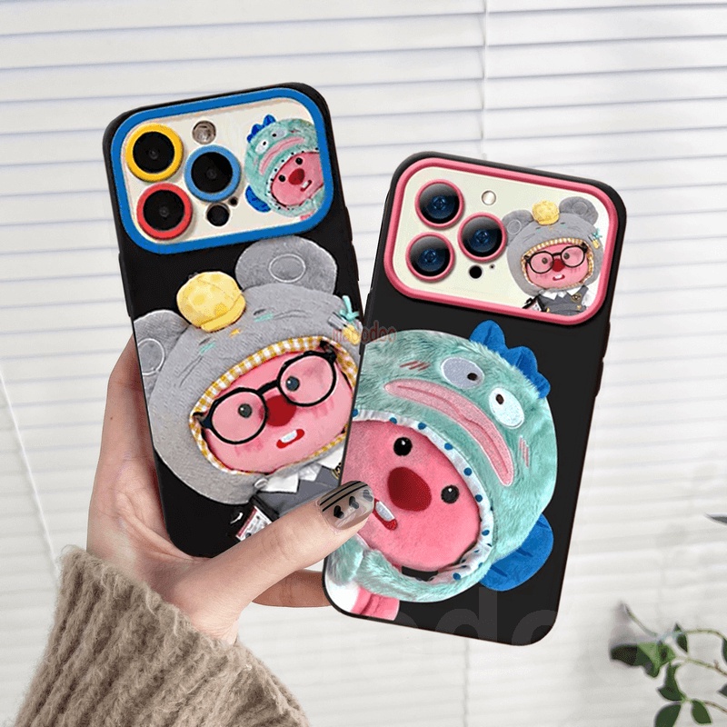 Ốp lưng For iPhone 15 14 13 12 11 Pro Xs max Mini 7 8 6 6S Plus X XR 14ProMax 13promax 12promax 11promax 6+6S+ 7+ 8+ Cute Cartoon Duck-cap beaver Plush Loopy Couple BFF Fine Hole Large window Anti-fall Soft Phone Case DSC 07
