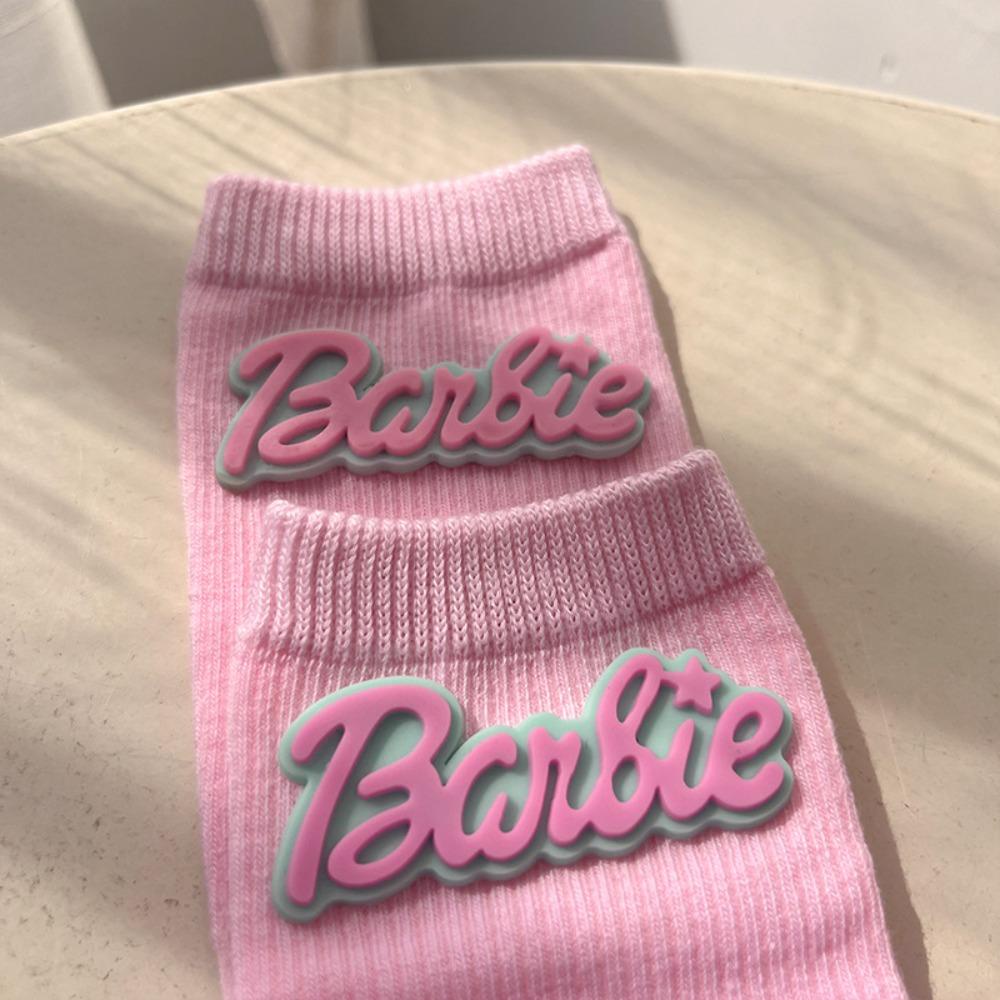 Kent1 Đôi Vớ cotton Mềm Mại In Chữ barbie Màu Hồng Thời Trang Cho Nữ