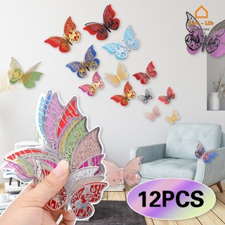 Set 12 sticker dán tường họa tiết bướm 3d trang trí nội thất