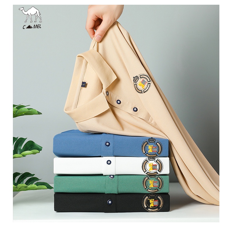 Áo polo cotton Tay Dài Dáng Rộng Thêu Họa Tiết Thời Trang Xuân Thu Mới Cho Nam